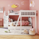 Solid L Shaped Bunk Bed With 3 Drawers, Ladder And Staircase - Furniture Home Direct