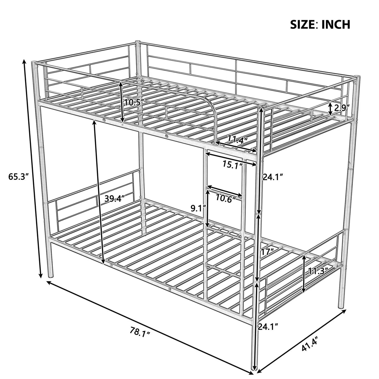 Steel Construction Bunk Bed - Furniture Home Direct