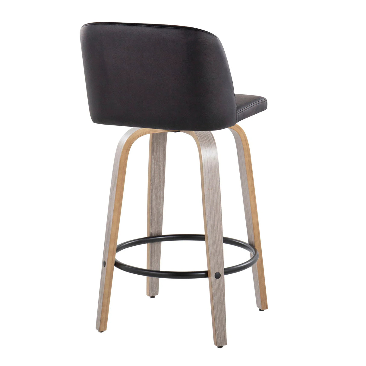 Toriano - Contemporary Fixed Height Counter Stool With Swivel & Round Footrest (Set of 2) - Furniture Home Direct