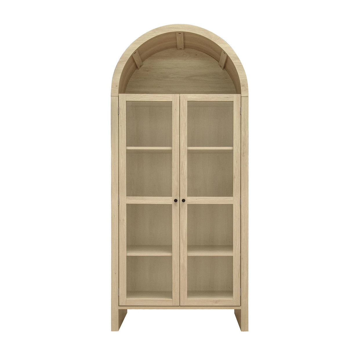 Tall Arched Kitchen Pantry, Modern Farmhouse Wood Kitchen Storage Cabinets, Arched Storage Display Cabinet With Adjustable Shelves, Versatile Cupboard For Kitchen, Dining Room - Natural - Furniture Home Direct