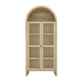 Tall Arched Kitchen Pantry, Modern Farmhouse Wood Kitchen Storage Cabinets, Arched Storage Display Cabinet With Adjustable Shelves, Versatile Cupboard For Kitchen, Dining Room - Natural - Furniture Home Direct