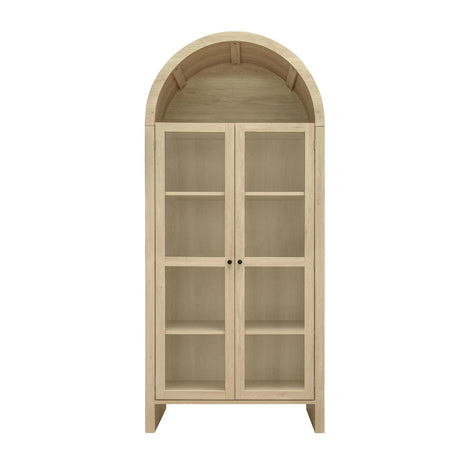 Tall Arched Kitchen Pantry, Modern Farmhouse Wood Kitchen Storage Cabinets, Arched Storage Display Cabinet With Adjustable Shelves, Versatile Cupboard For Kitchen, Dining Room - Natural - Furniture Home Direct