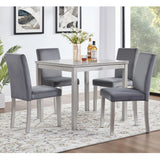 5 Pieces Wooden Dining Table Set, Square Table And 4 Upholstered Chairs - Furniture Home Direct