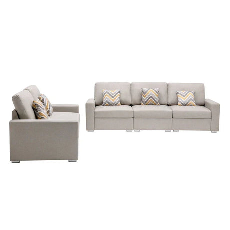 Nolan - Linen Fabric Sofa And Loveseat Living Room With Pillows And Interchangeable Legs - Furniture Home Direct