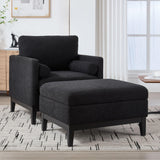 Farmhouse Upholstered Accent Chair With Ottoman, Reversible Lid Coffee Table - Furniture Home Direct