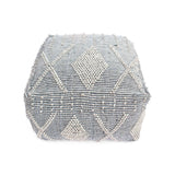Diamond - Handcrafted Faux Yarn Pouf - Ivory / Gray - Furniture Home Direct