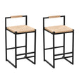 Stylish (Set of 2) Bar Stools With Backrest And Paper Rope Woven Seat, Counter Height Dining Chairs For Kitchen - Natural - Furniture Home Direct