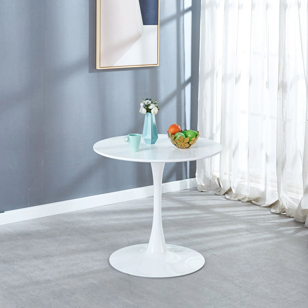 Tulip Table Mid-Century Dining Table With Round MDF Table Top, Pedestal Dining Table, End Table Leisure Coffee Table - Furniture Home Direct