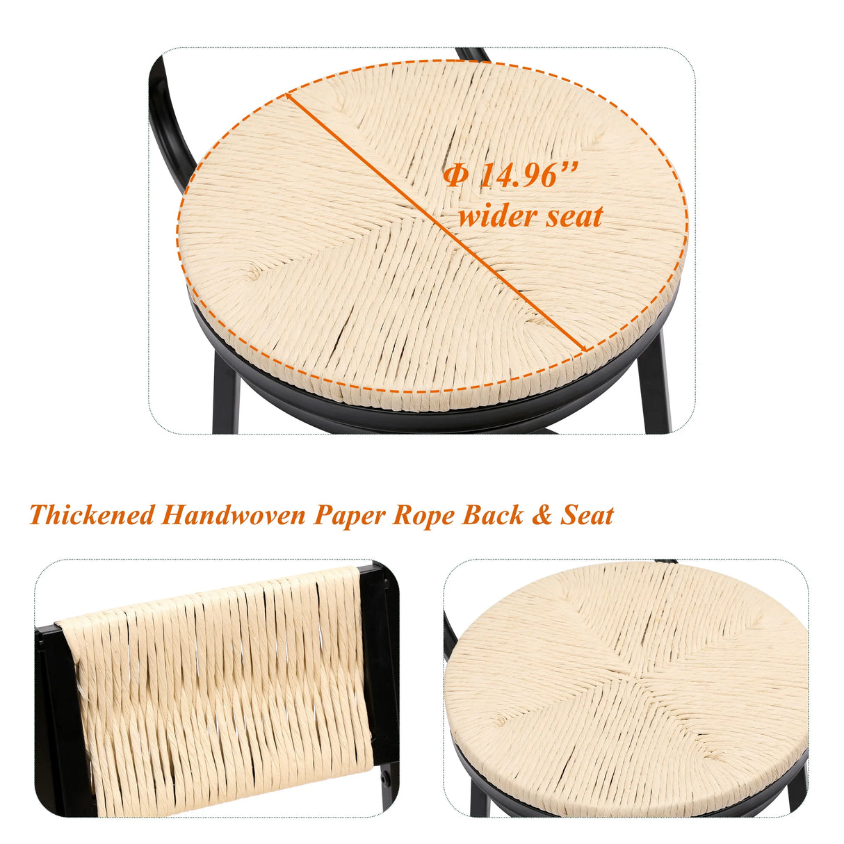Counter Stool Swivel Farmhouse Style Woven Seat Beige - Furniture Home Direct