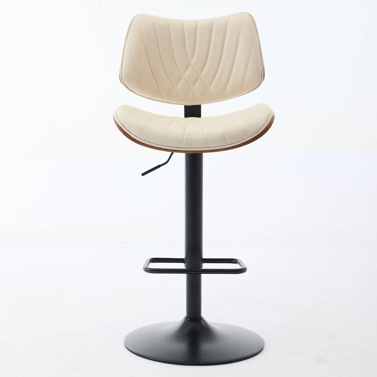 Counter Height Stool Adjustable PU Leather Swivel Beige - Furniture Home Direct
