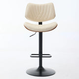 Counter Height Stool Adjustable PU Leather Swivel Beige - Furniture Home Direct