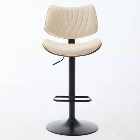 Counter Height Stool Adjustable PU Leather Swivel Beige - Furniture Home Direct