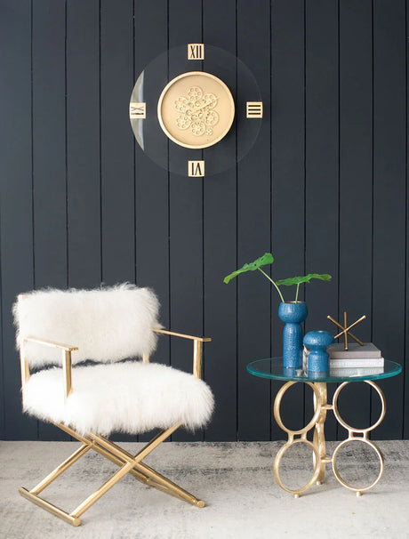 Round Moving Gear Roman Numeral Clock - Multicolor - Furniture Home Direct