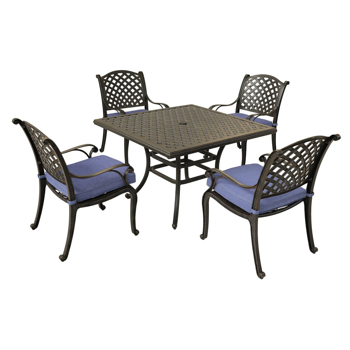 Square 4 Person 43.19" Long Aluminum Dining Set With Cushions - Furniture Home Direct