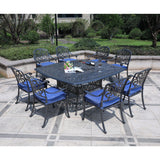 Square 8 Person 64" Long Aluminum Dining Set With Cushions - Furniture Home Direct
