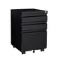 Contemporary Black 3 Drawer Mobile Filing Cabinet With Lock, Metal Office Storage For Legal / Letter Size - Furniture Home Direct