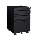 Contemporary Black 3 Drawer Mobile Filing Cabinet With Lock, Metal Office Storage For Legal / Letter Size - Furniture Home Direct