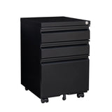 Contemporary Black 3 Drawer Mobile Filing Cabinet With Lock, Metal Office Storage For Legal / Letter Size - Furniture Home Direct