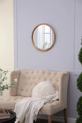 Circle Wall Mirror With Wooden Frame, Wall Mirror For Living Room - Furniture Home Direct