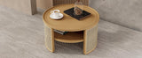 Round Coffee Table With Storage Caned Sides Natural - Furniture Home Direct