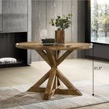 Dining Set Round Solid Wood Table Crossback Chairs Brown - Furniture Home Direct
