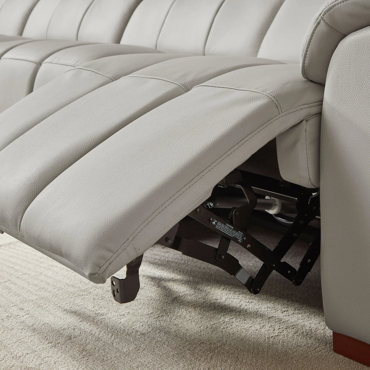 Leather Reclining Sectional with USB Port - Light Gray - Furniture Home Direct