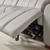 Leather Reclining Sectional with USB Port - Light Gray - Furniture Home Direct