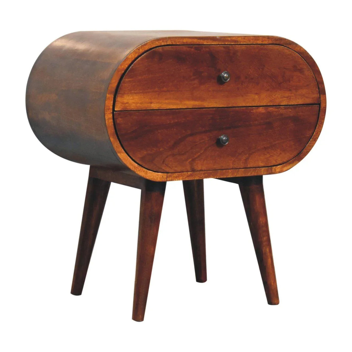 Large Chestnut Circular Bedside - Furniture Home Direct