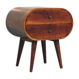 Large Chestnut Circular Bedside - Furniture Home Direct