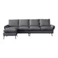 Modern Sectional Technical Leather L-Shaped Sofa Couch With Convertible Ottoman - Furniture Home Direct