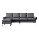 Modern Sectional Technical Leather L-Shaped Sofa Couch With Convertible Ottoman - Furniture Home Direct