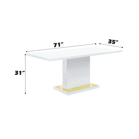 Gaines - High Gloss Dining Table With Pedestal Base - Furniture Home Direct