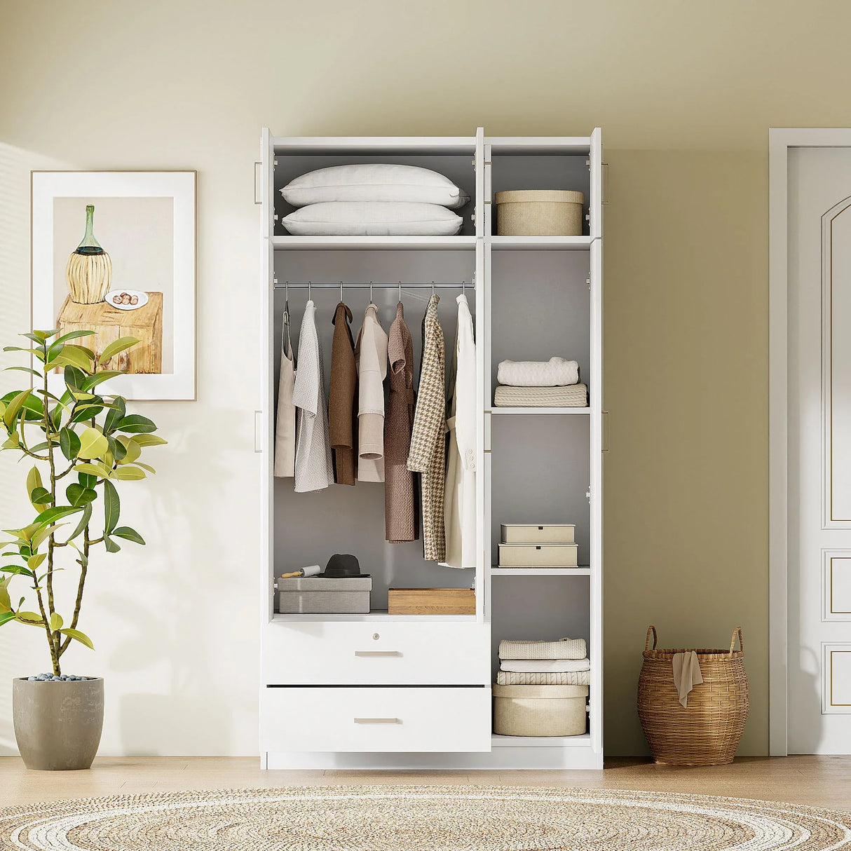 Modern 3 Door Mirror Wardrobe With 2 Drawers And Top Cabinet - Furniture Home Direct
