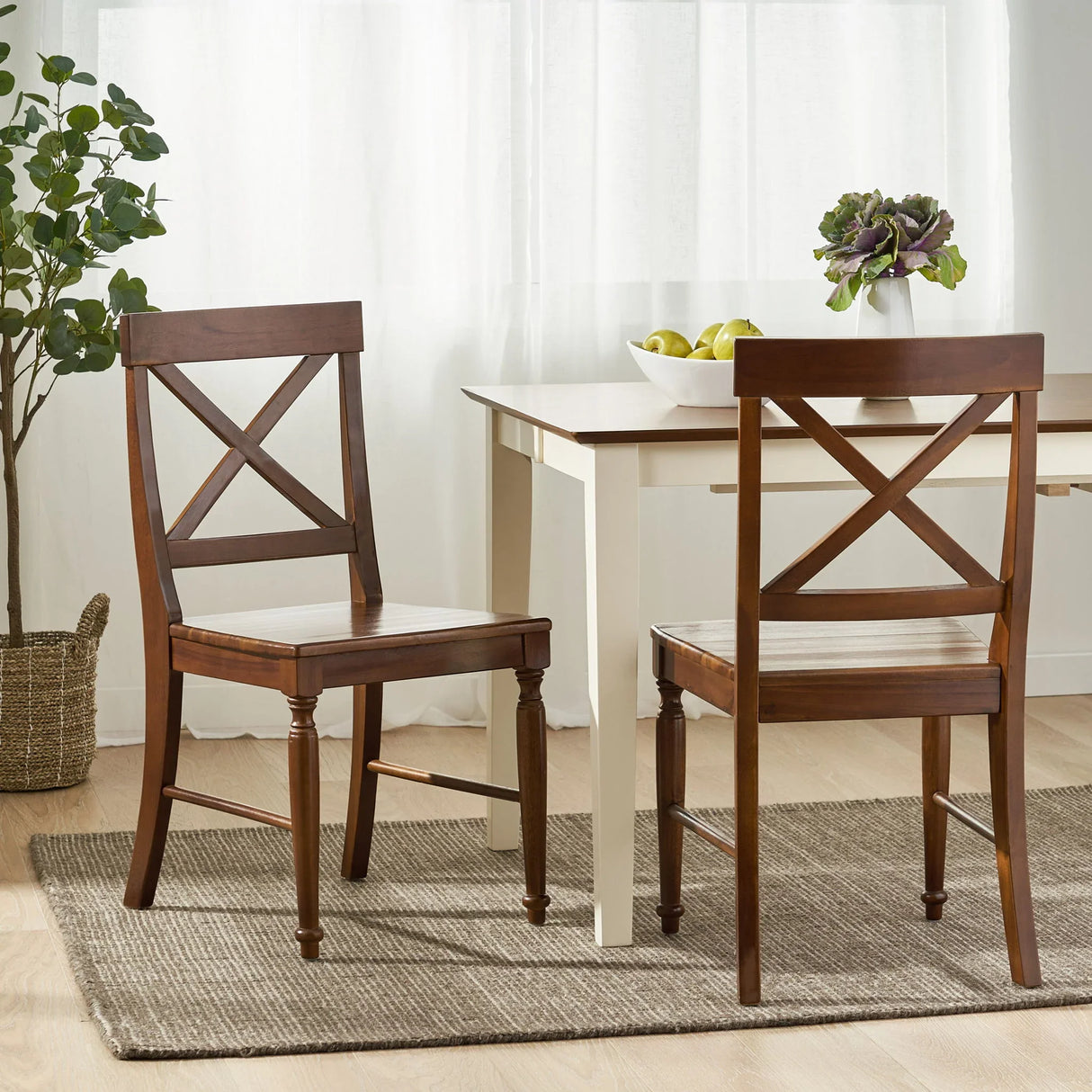 Dining Chair With X Shaped Back (Set of 2)