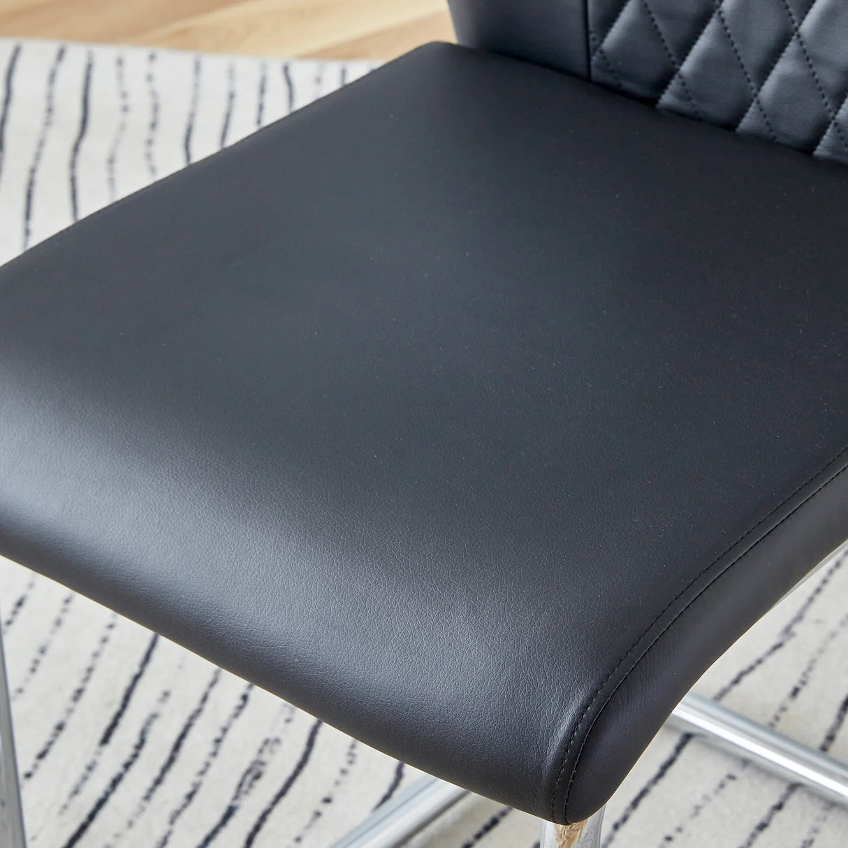 Dining Set Marble Table With Black Upholstered Chairs White - Furniture Home Direct