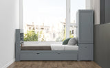 Twin Platform Bed With Storage Headboard Shelves Gray - Furniture Home Direct