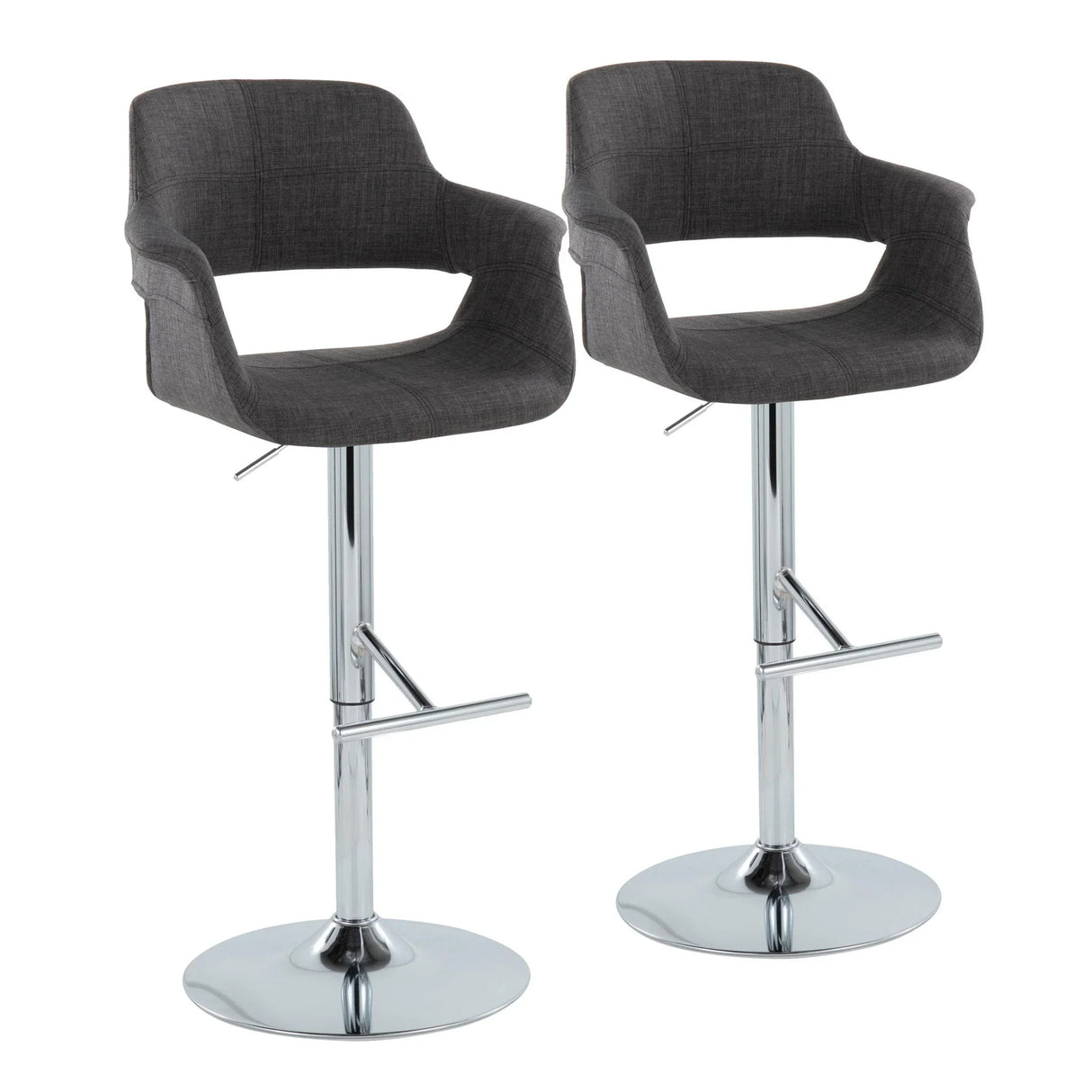 Vintage Flair - Mid Century Modern Adjustable Barstool & Straight T Footrest (Set of 2) - Furniture Home Direct