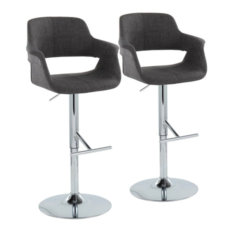 Vintage Flair - Mid Century Modern Adjustable Barstool & Straight T Footrest (Set of 2) - Furniture Home Direct