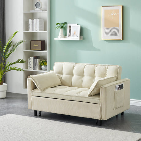 54.30-inch Love Seat with Pull Out Bed - beige - Furniture Home Direct