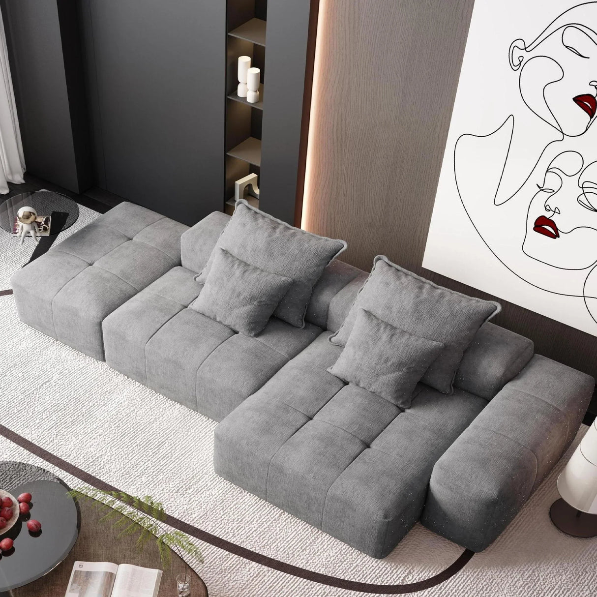Modern Oversized Diy Combination Modular Sectional Sofa With Pillows - Furniture Home Direct