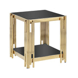 Side Table Polished Black Glass Top Gold Frame Gold - Furniture Home Direct