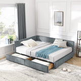 Mid-Century Storage Upholstered Tufted Bed Frame With Backrest And Armrests - Furniture Home Direct