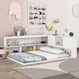 Floor Bed With L-Shaped Bookcases, Sliding Doors, Without Slats - Furniture Home Direct
