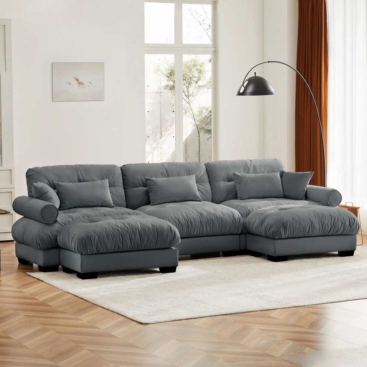 Super Comfort Oversized Modular Sectional Sofa With Movable Ottoman - Furniture Home Direct