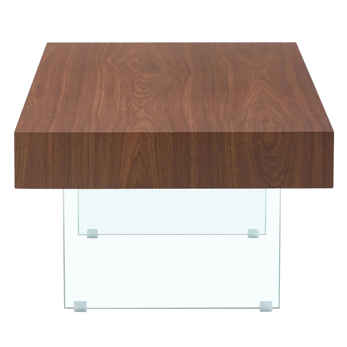 Coffee Table Faux Wood Top Glass Legs Modern Walnut - Furniture Home Direct
