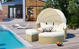 Outdoor Daybed With Retractable Canopy Cushions Beige - Furniture Home Direct