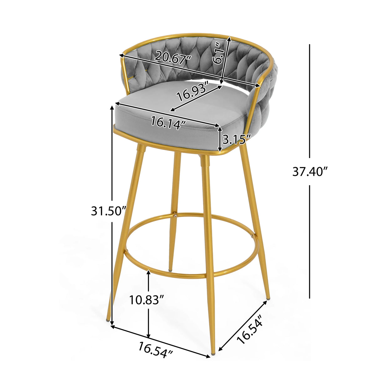 Bar Stools Set Of 2 Swivel Counter Height Gold Frame Grey - Furniture Home Direct