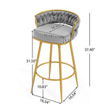 Bar Stools Set Of 2 Swivel Counter Height Gold Frame Grey - Furniture Home Direct