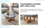 Coffee Table Round Stone Finish Wood Base Contemporary Gray - Furniture Home Direct