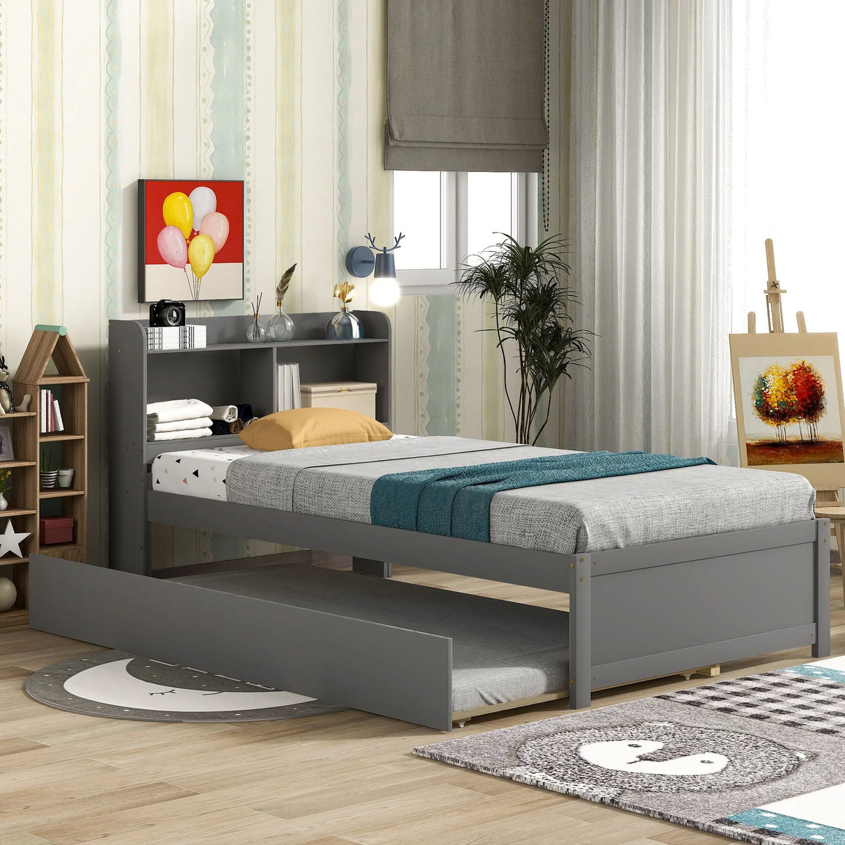 Twin Bed With Trundle, Bookcase - Furniture Home Direct